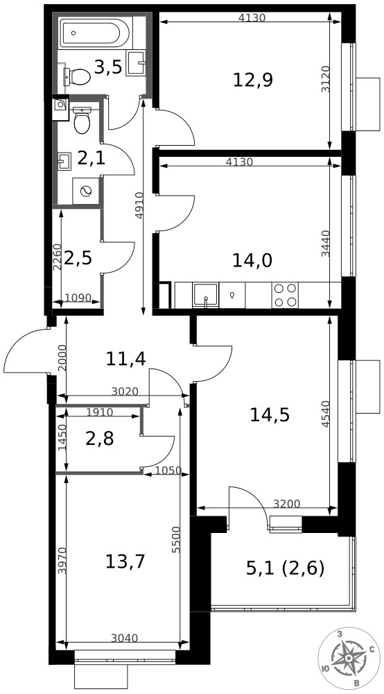 Планировка 80.0 м²