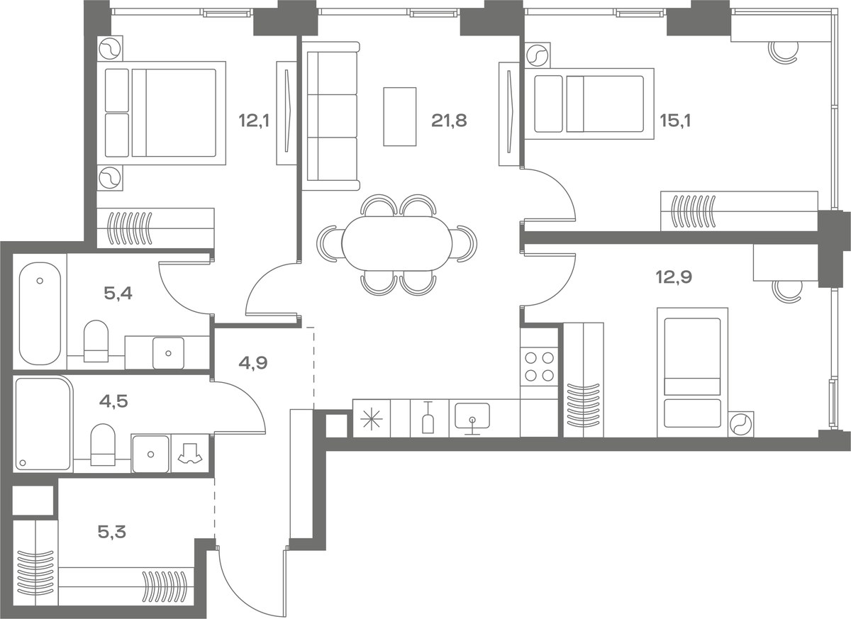 Планировка 82.0 м²