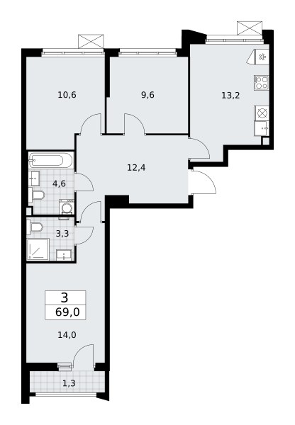 Планировка 69.0 м²
