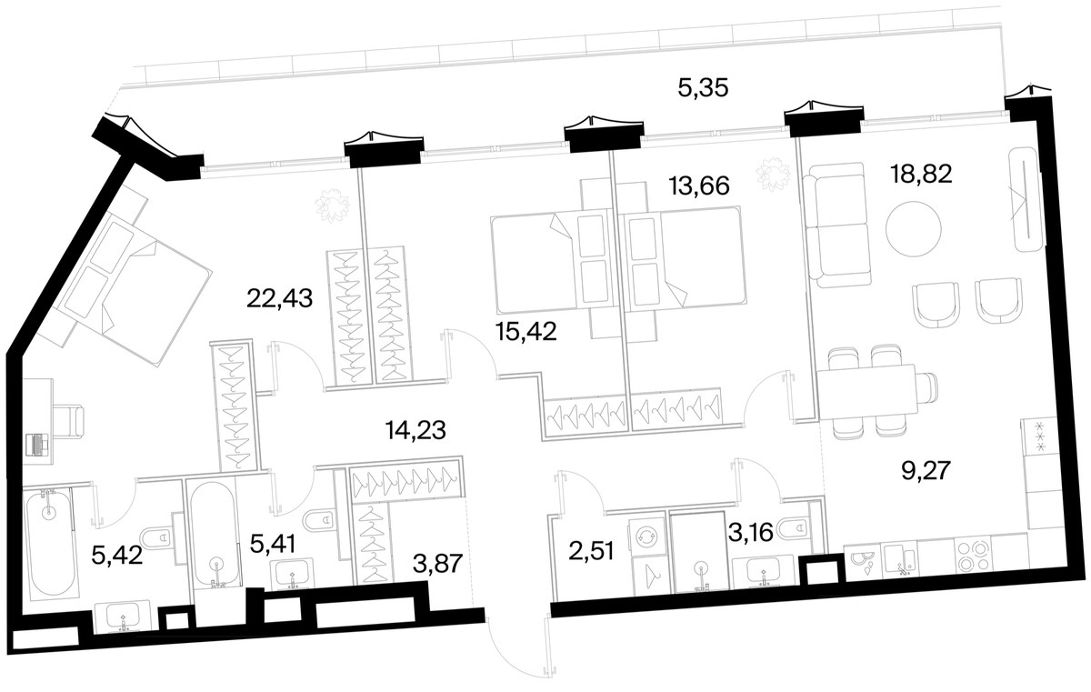 Планировка 119.55 м²