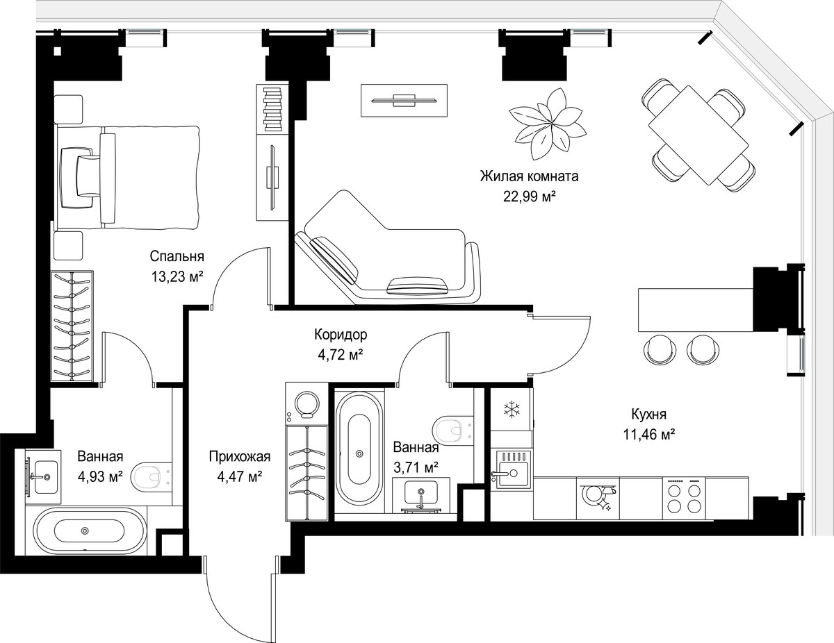 Планировка 65.51 м²
