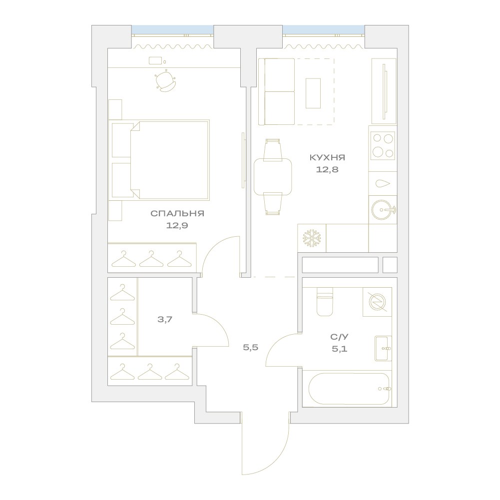 Планировка 40.7 м²