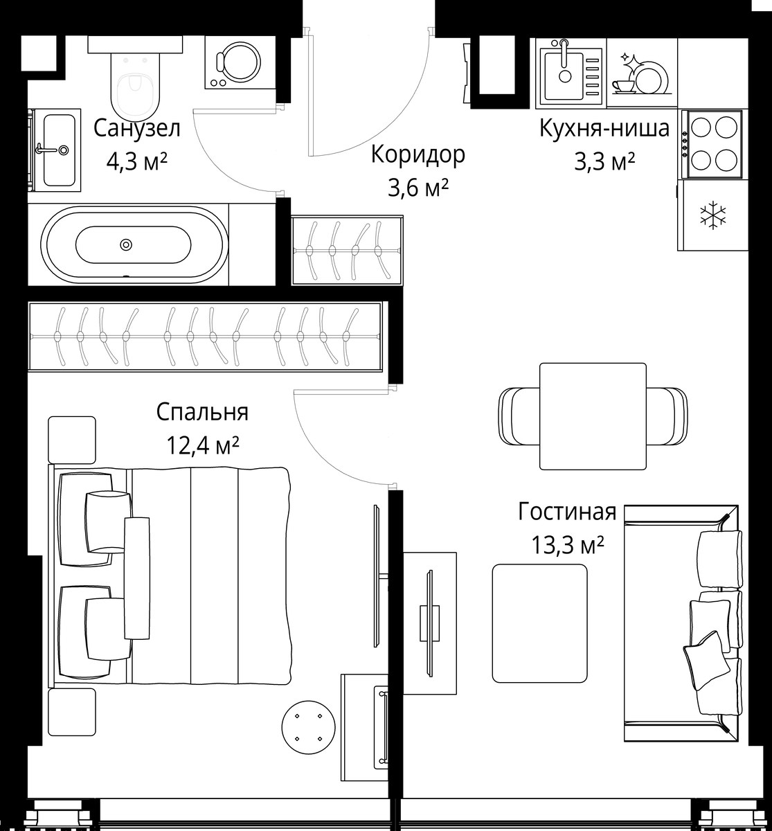Планировка 36.9 м²