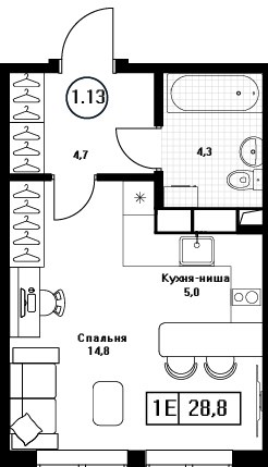 Планировка 28.8 м²