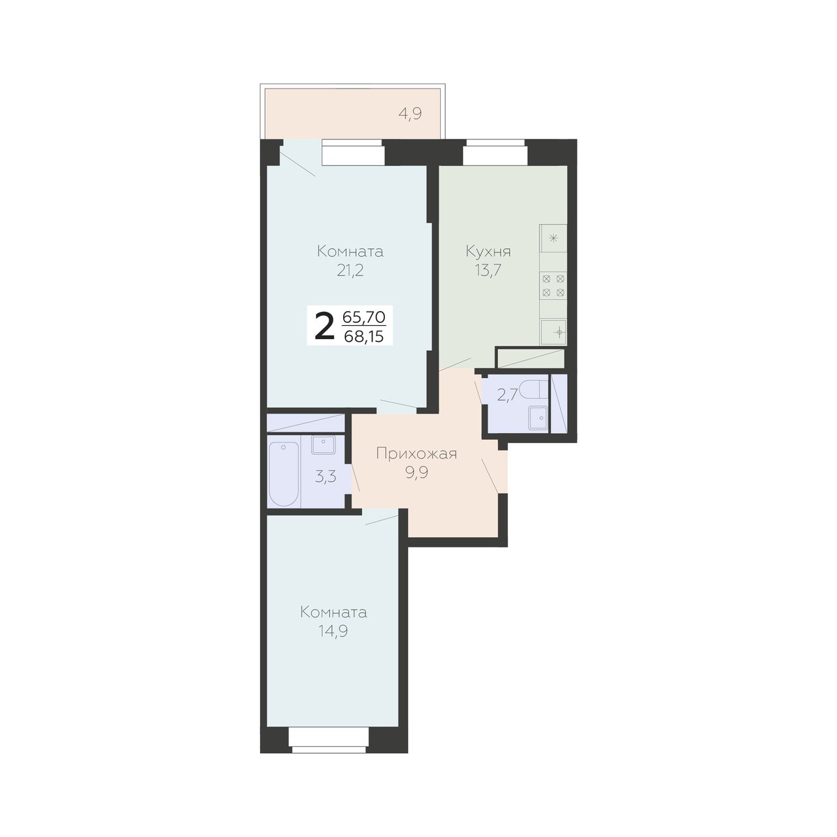 Планировка 68.15 м²