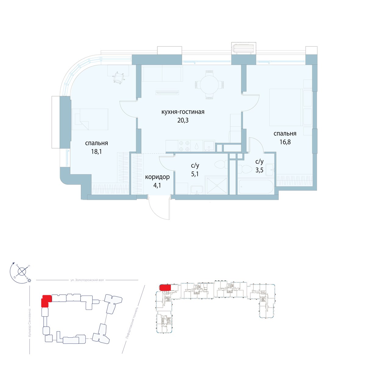 Планировка 67.9 м²