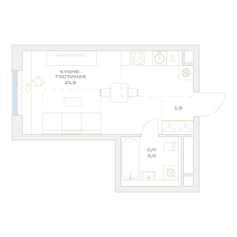 Планировка 28.5 м²