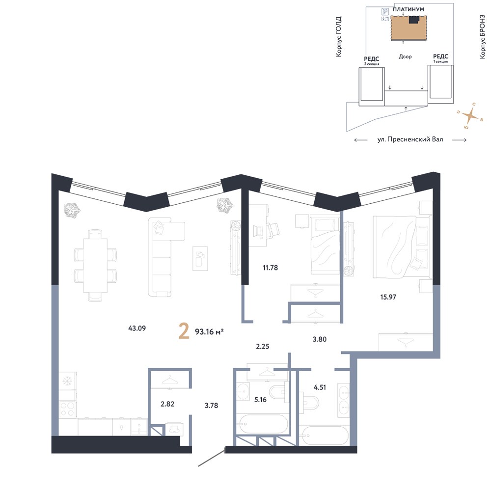 Планировка 93.16 м²