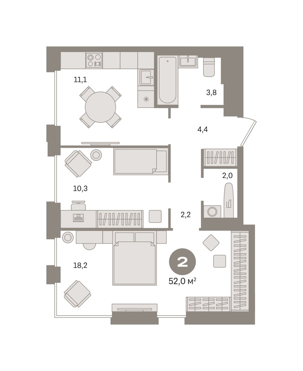 Планировка 52.02 м²