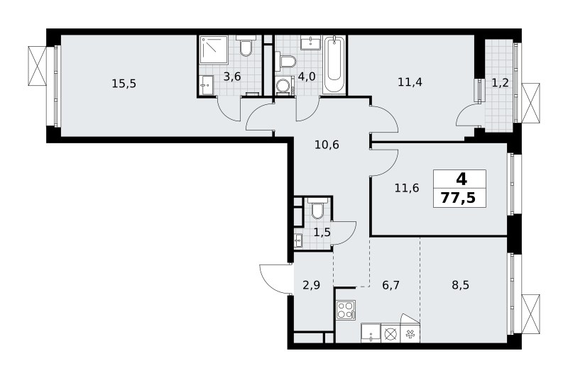 Планировка 77.5 м²