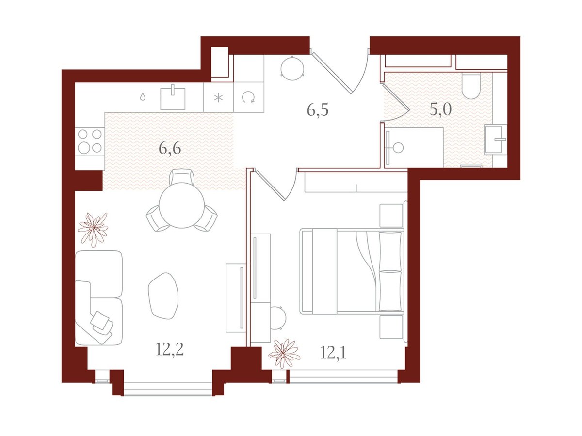 Планировка 42.4 м²