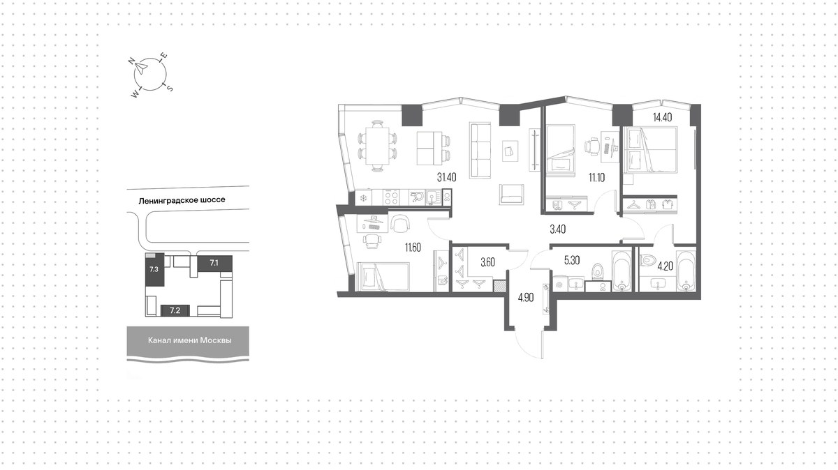 Планировка 89.8 м²