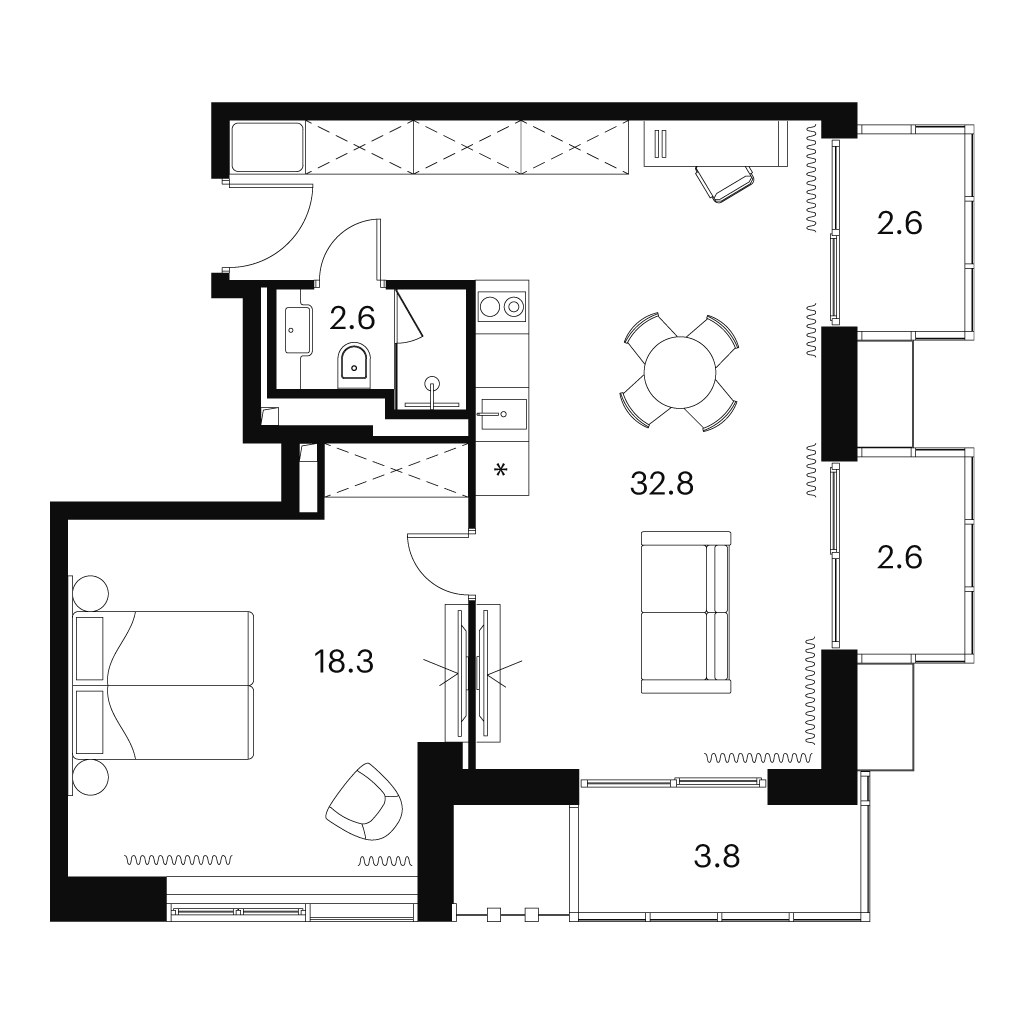 Планировка 62.7 м²