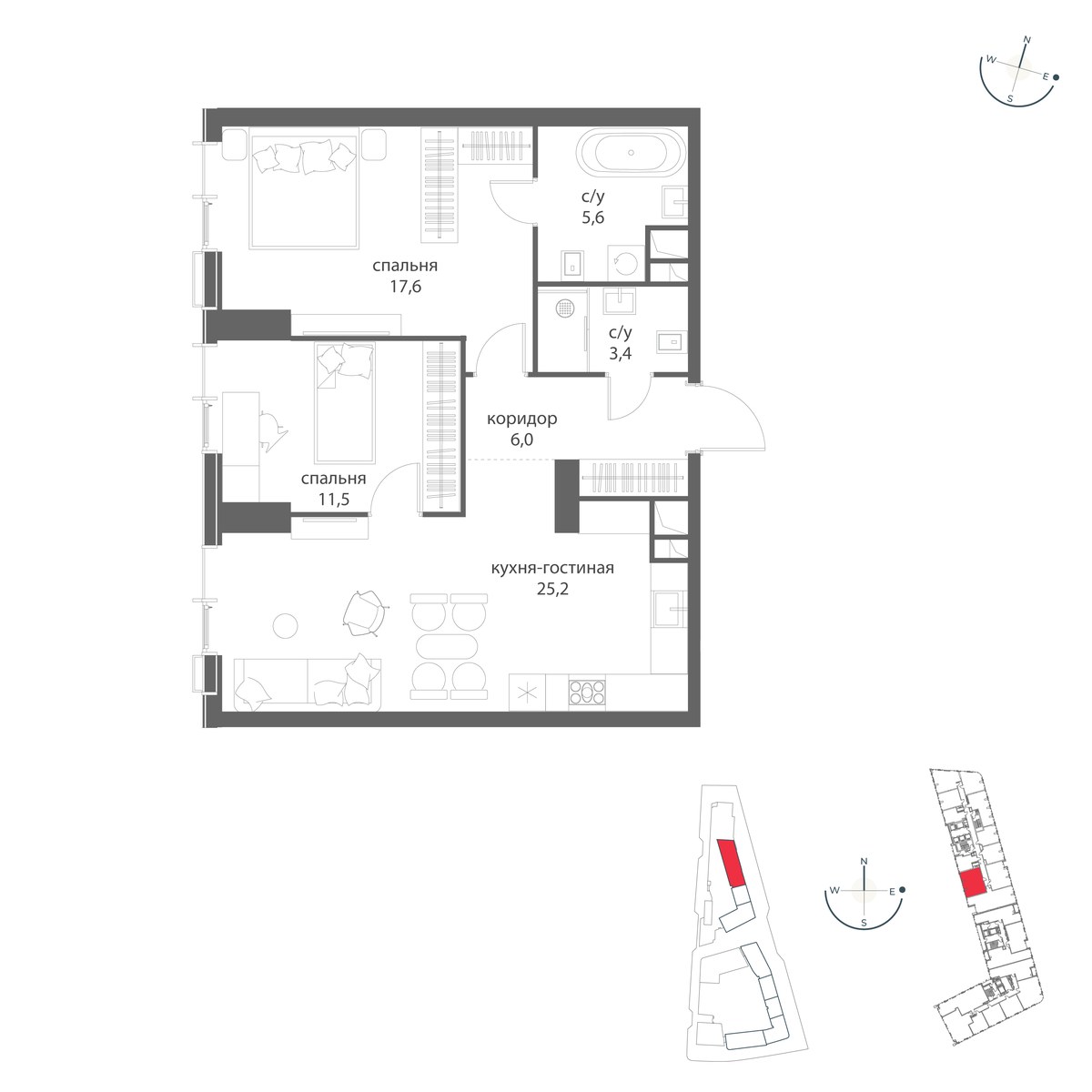 Планировка 69.3 м²