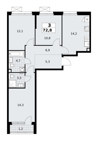 Планировка 72.8 м²