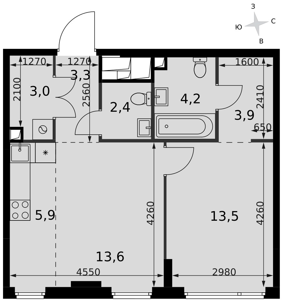 Планировка 49.8 м²