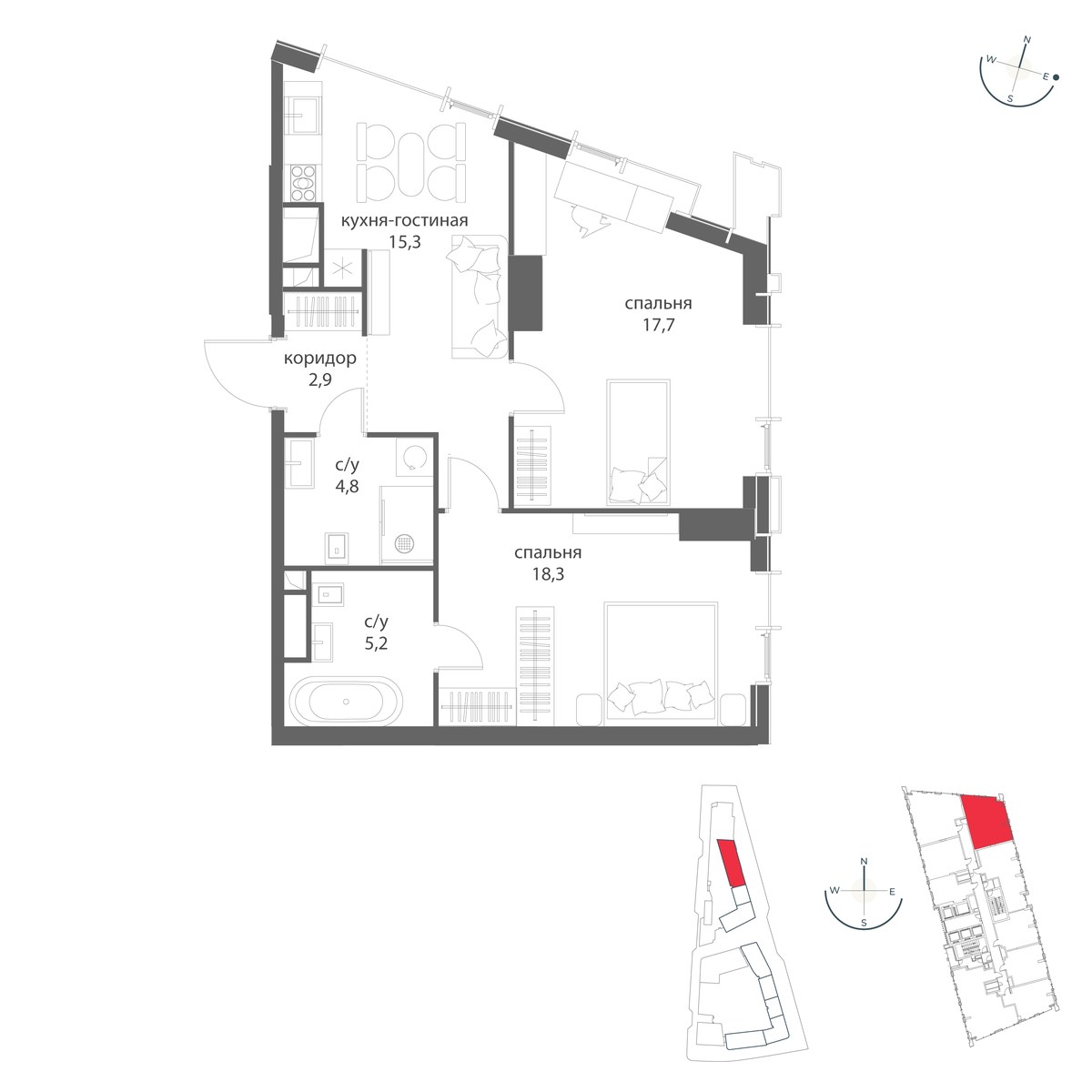 Планировка 64.2 м²