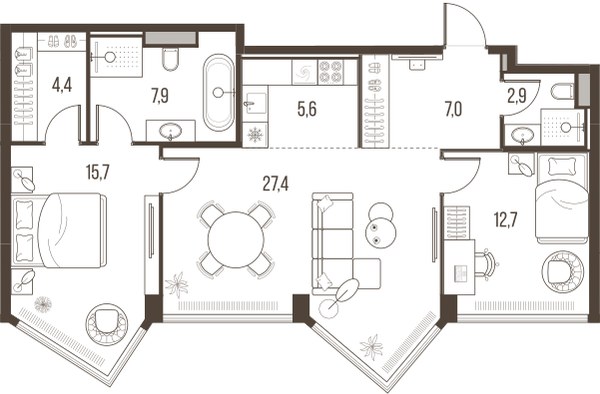 Планировка 83.6 м²