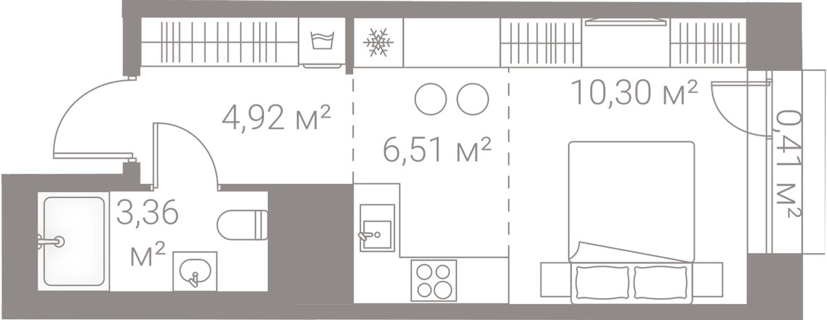 Планировка: Студия, 25.5 м²