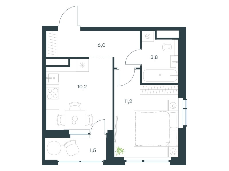 Планировка 32.7 м²