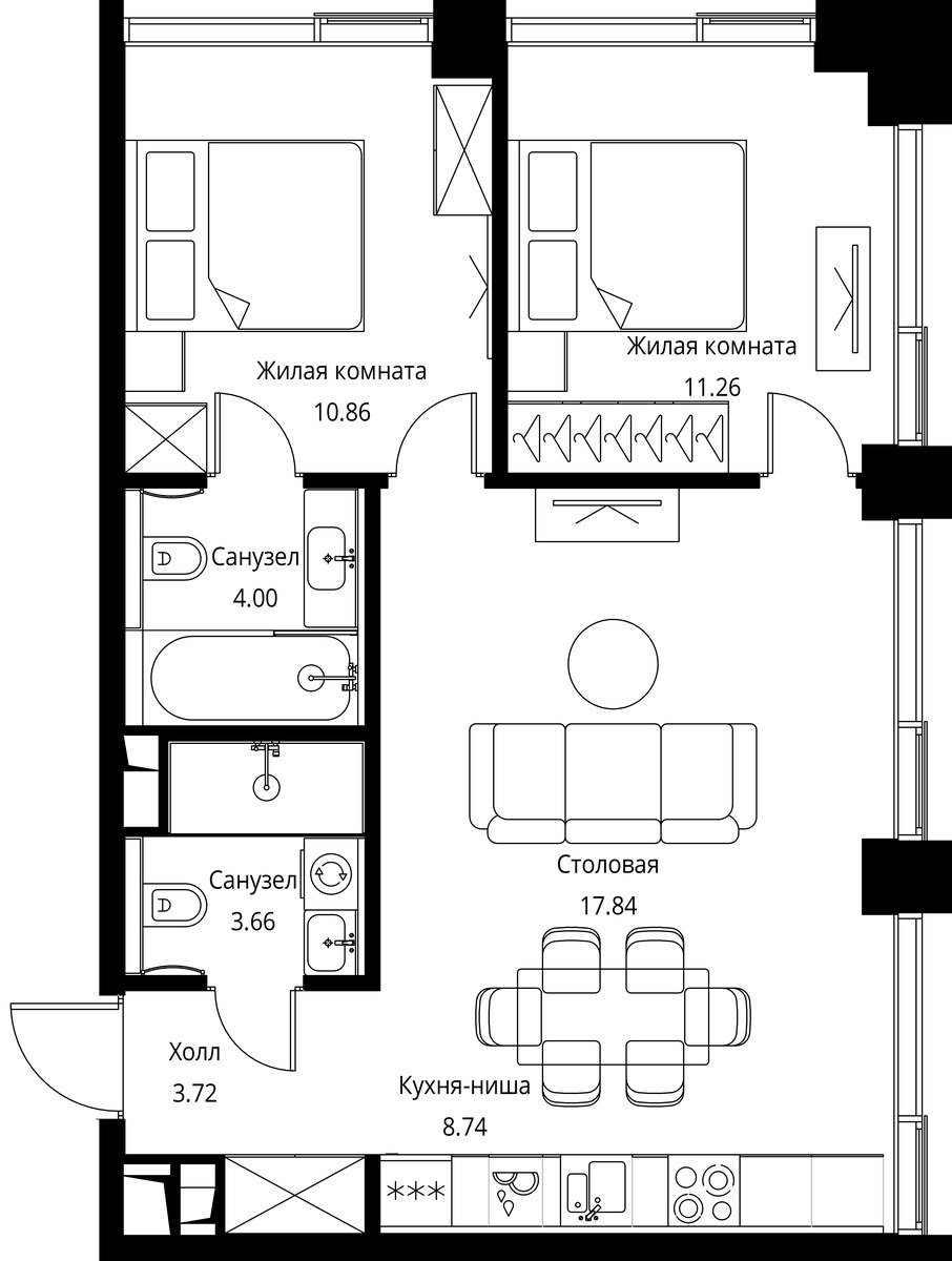 Планировка 60.08 м²