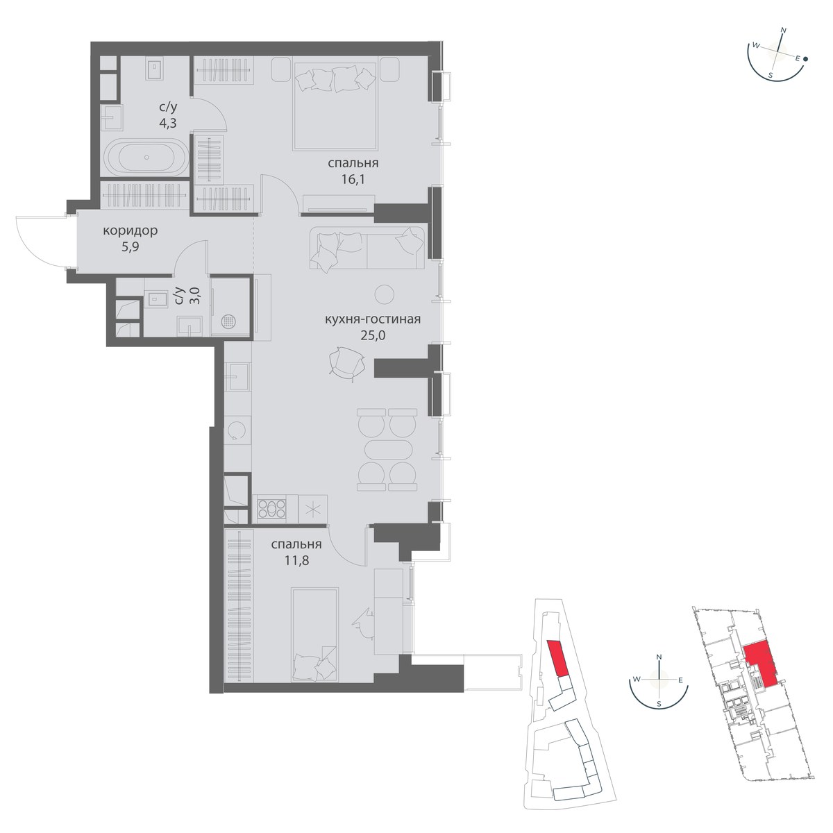 Планировка 66.1 м²