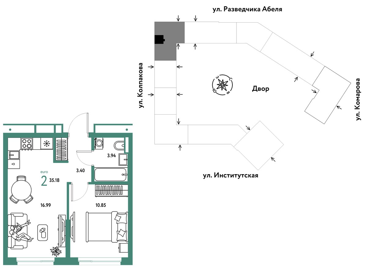 Планировка 35.18 м²