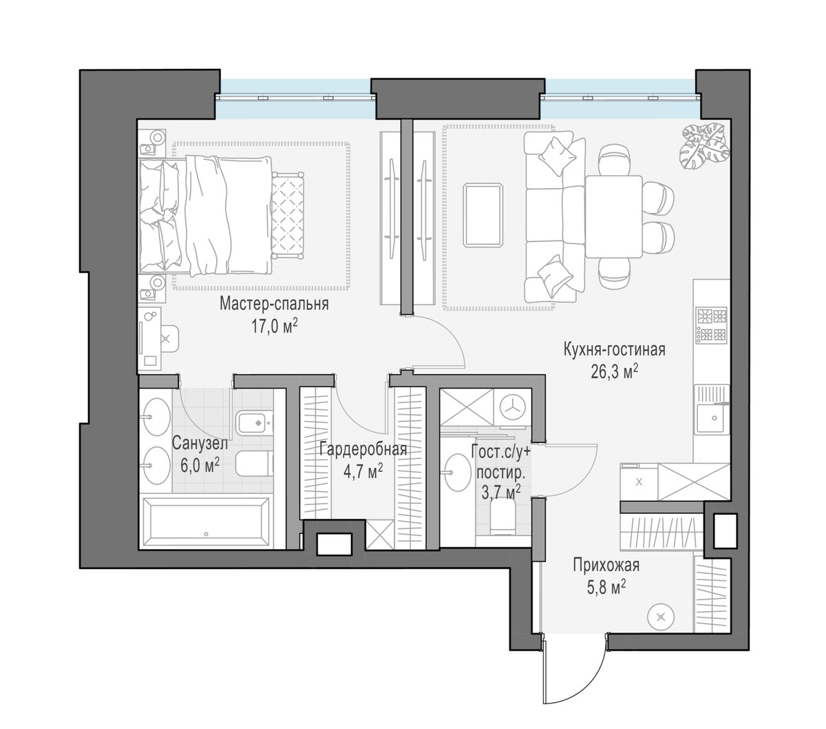Планировка 67.4 м²