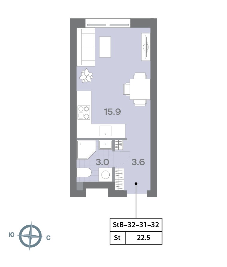 Планировка 21.7 м²
