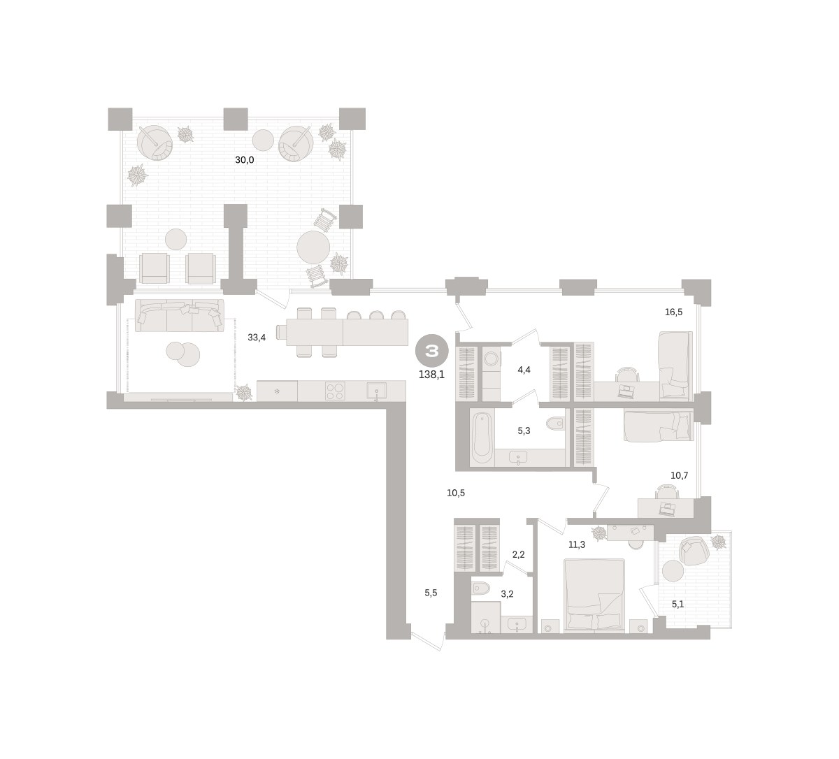 Планировка 138.1 м²