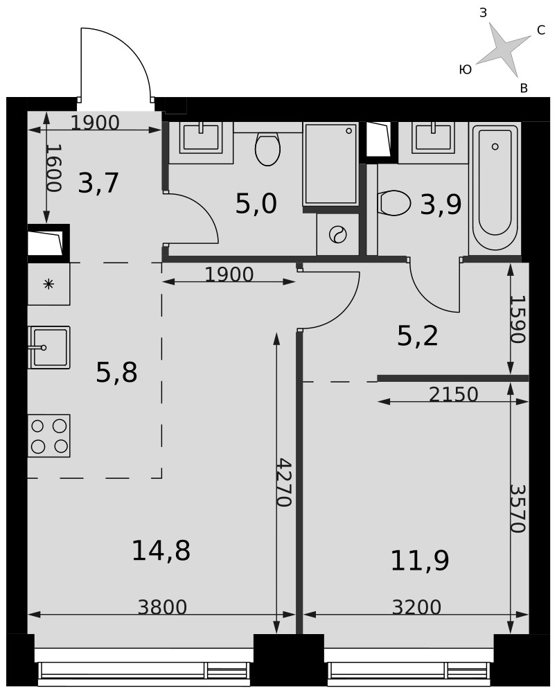Планировка 50.3 м²