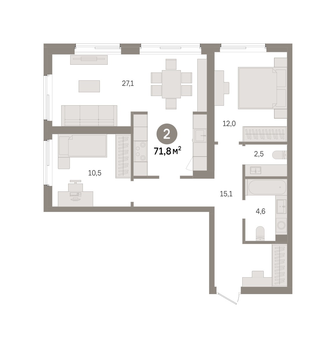 Планировка 71.8 м²