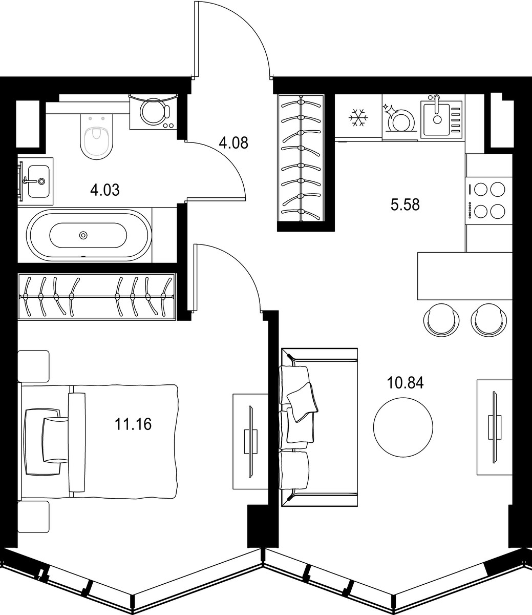 Планировка 35.69 м²