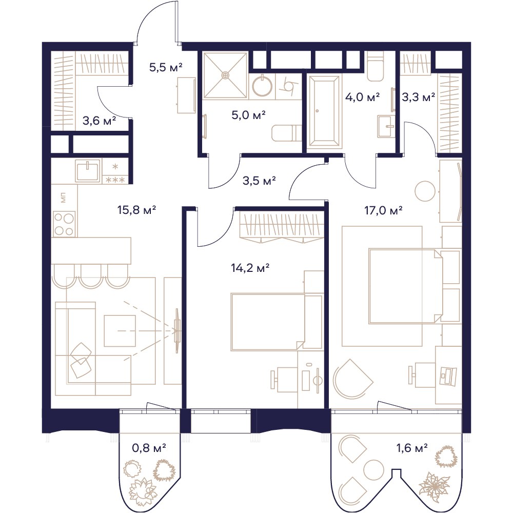 Планировка 73.9 м²