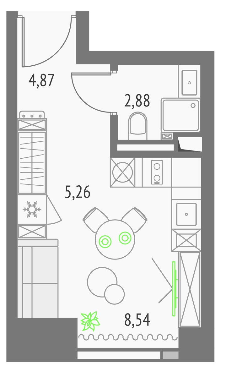 Планировка 22.19 м²