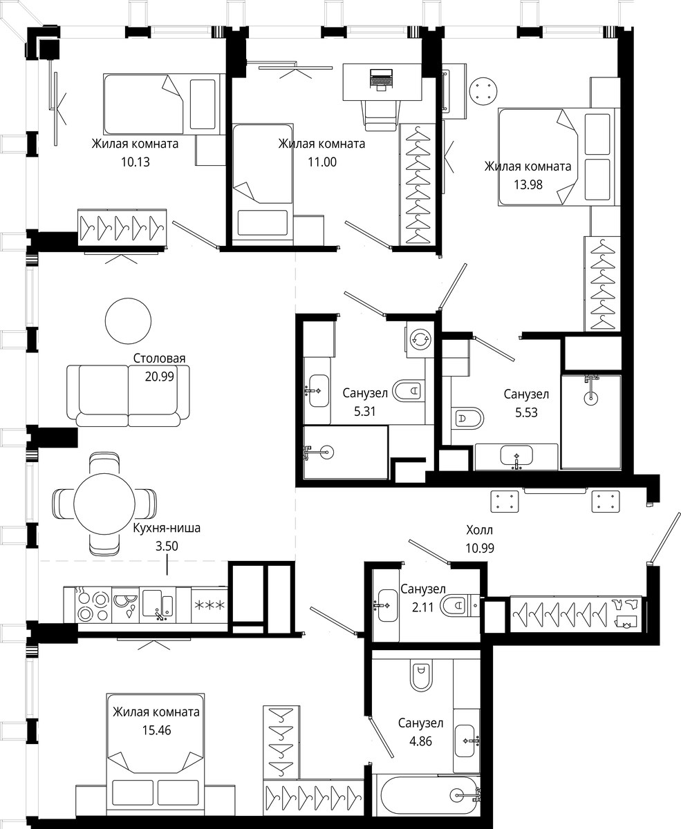 Планировка 106.1 м²