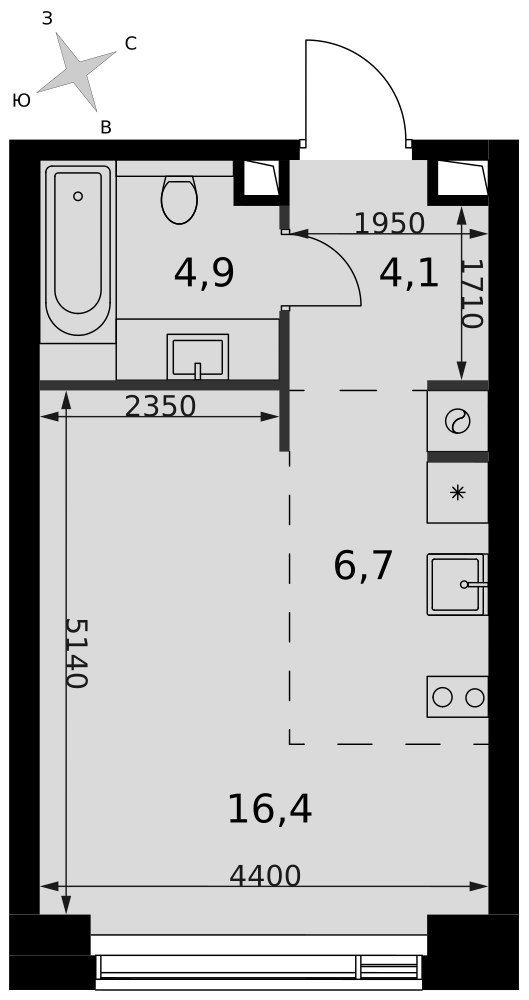 Планировка 32.1 м²