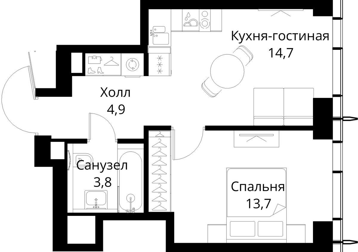 Планировка 37.1 м²