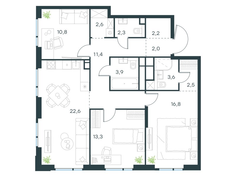 Планировка 94.0 м²