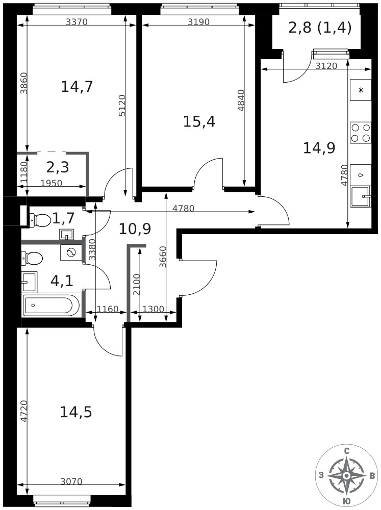 Планировка 79.9 м²