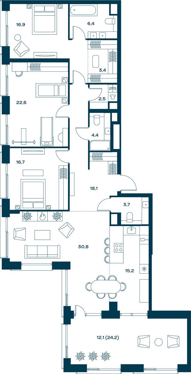 Планировка 152.8 м²