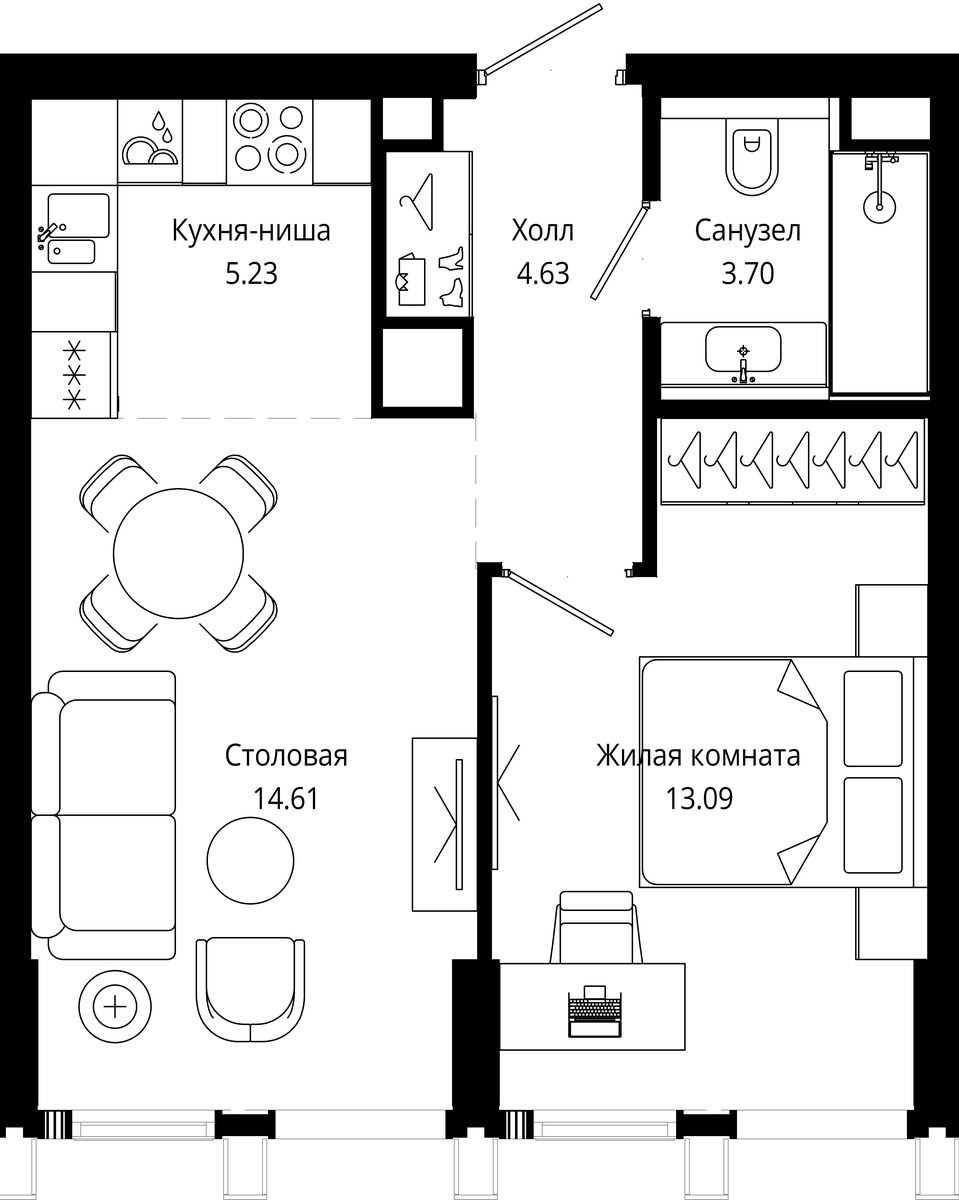 Планировка 41.2 м²