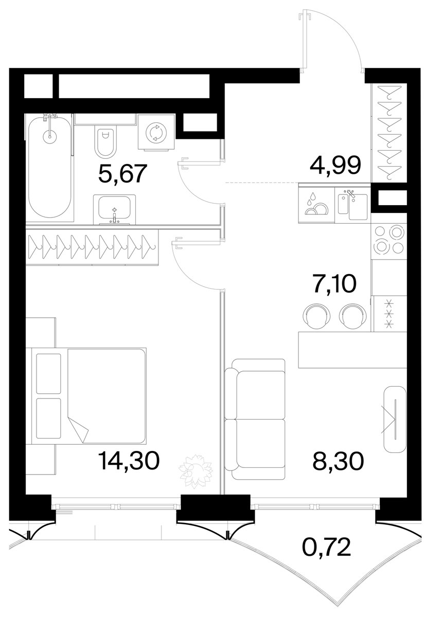 Планировка 41.08 м²