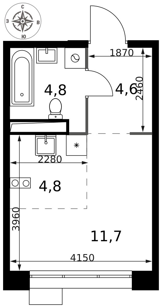 Планировка 25.9 м²