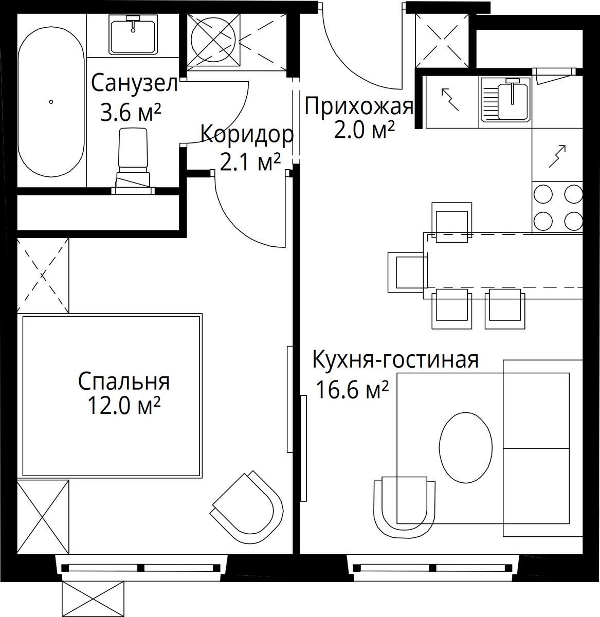 Планировка 36.3 м²