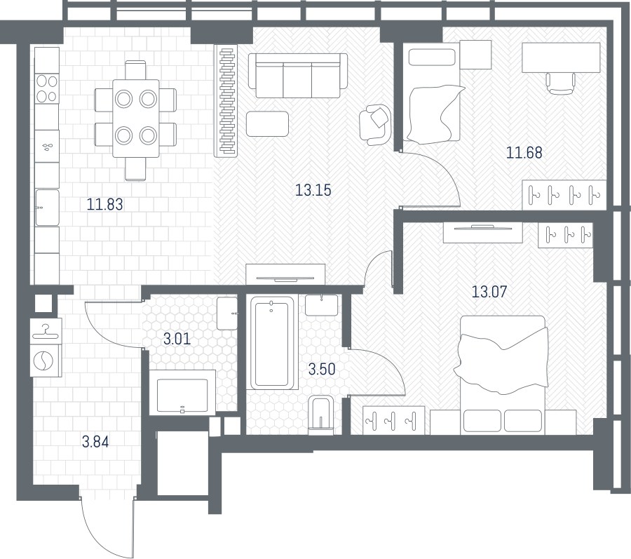 Планировка 60.08 м²
