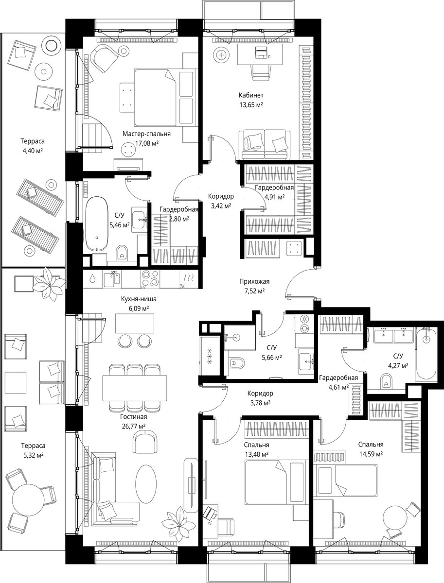 Планировка 143.73 м²