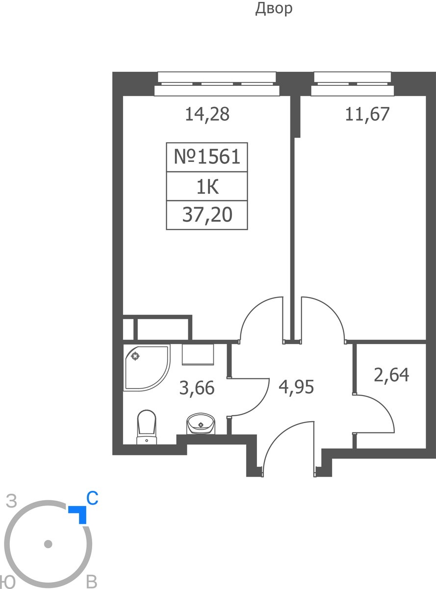 Планировка 37.2 м²