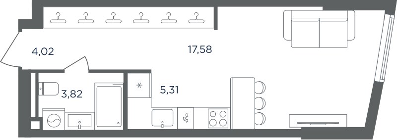 Планировка 30.73 м²