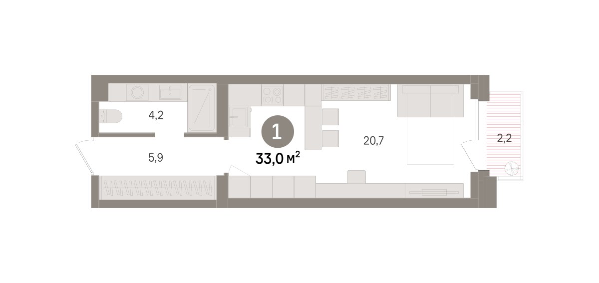 Планировка 33.0 м²